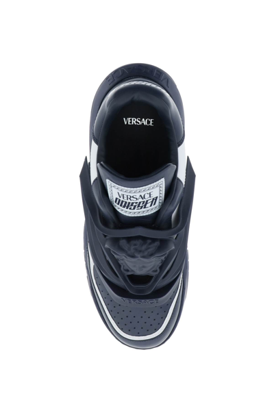 Shop Versace Odissea Sneakers In Blue Night White (white)