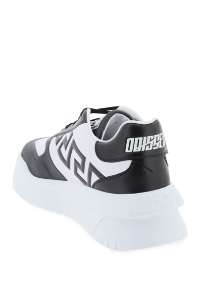 Shop Versace Odissea Sneakers In Black White (white)
