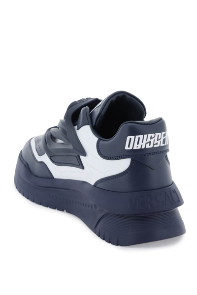 Shop Versace Odissea Sneakers In Blue Night White (white)
