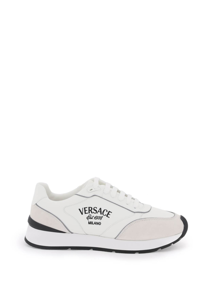 Shop Versace Milano Runner Sneakers In White (white)