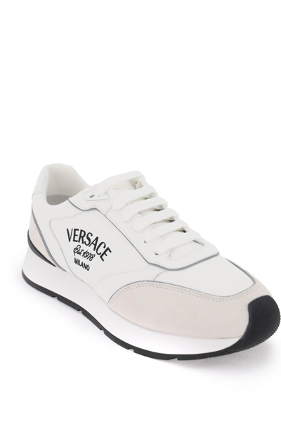 Shop Versace Milano Runner Sneakers In White (white)