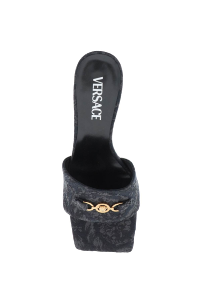 Shop Versace Barocco Medusa 95 Mules In Black  Gold (black)