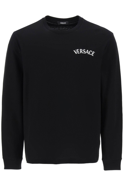 Shop Versace Milano Stamp Long-sleeved T-shirt In Black (black)