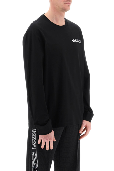 Shop Versace Milano Stamp Long-sleeved T-shirt In Black (black)