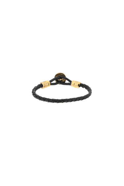 Shop Versace Medusa Biggie Bracelet In Black  Gold (black)