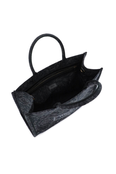 Shop Versace Athena Barocco Tote Bag In Black Black  Gold (black)