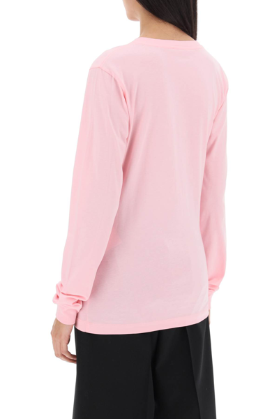 Shop Marni Brushed Logo Long-sleeved T-shirt In Cinder Rose (pink)