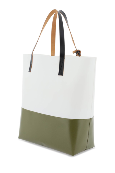 Shop Marni Tribeca Tote Bag In Lily White Leav Green (green)