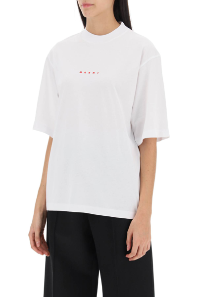 Shop Marni Organic Cotton T-shirt In Lily White (white)