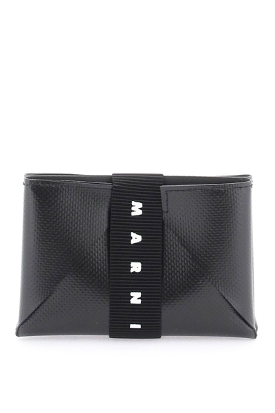 Shop Marni Faux Leather Card Holder In Black (black)