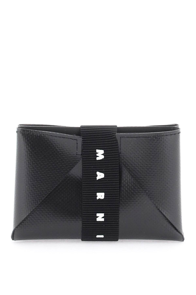 Shop Marni Faux Leather Card Holder In Black (black)