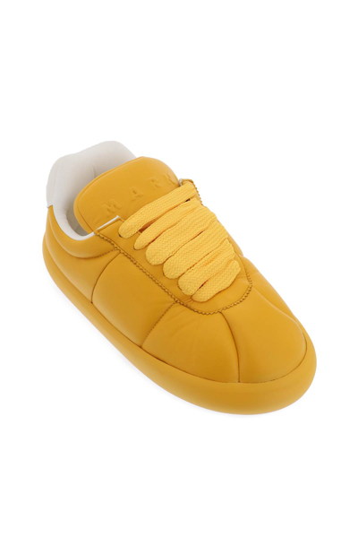 Shop Marni Leather Bigfoot 2.0 Sneakers In Light Orange (yellow)