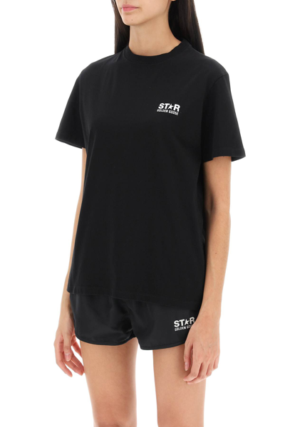 Shop Golden Goose T-shirt With Star Print In Black White (black)