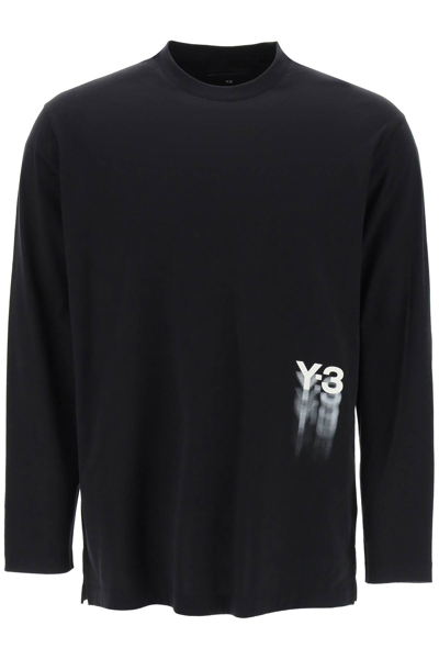 Shop Y-3 Long-sleeved T-shirt With Logo Print In Black (black)