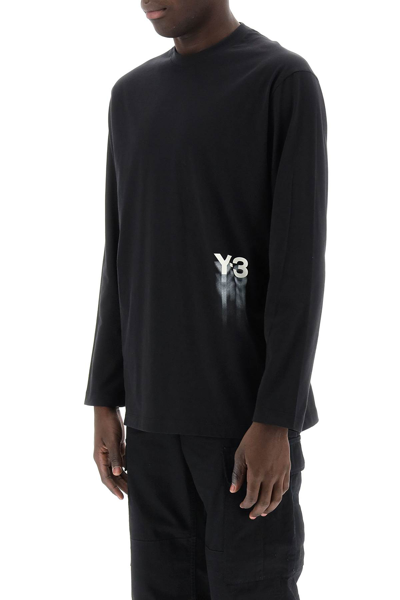 Shop Y-3 Long-sleeved T-shirt With Logo Print In Black (black)