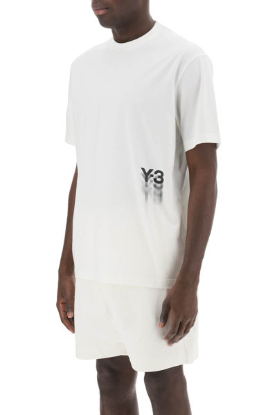 Shop Y-3 T-shirt With Gradient Logo Print In Owhite (white)