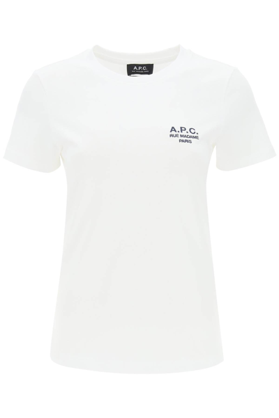 Shop Apc Denise T-shirt With Logo Embroidery In White (white)