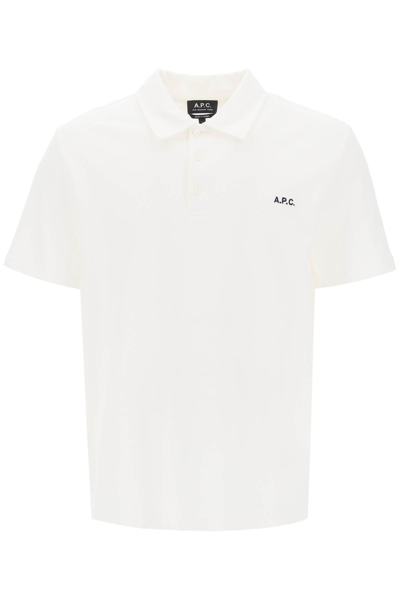 Shop Apc Carter Polo Shirt With Logo Embroidery In White (white)