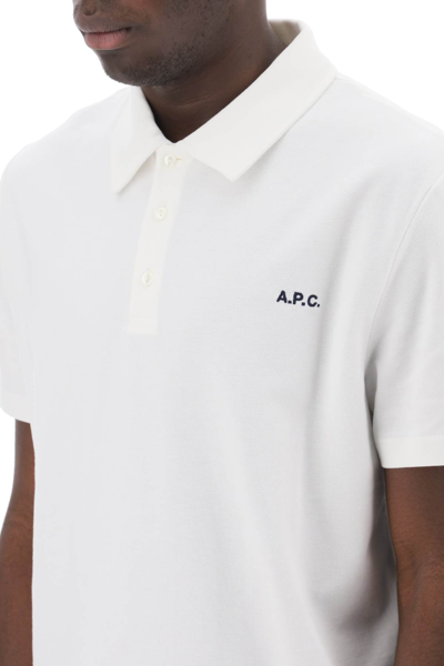 Shop Apc Carter Polo Shirt With Logo Embroidery In White (white)