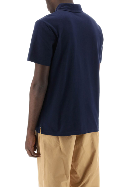 Shop Apc Carter Polo Shirt With Logo Embroidery In Dark Navy (blue)