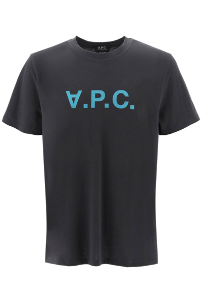 Shop Apc Flocked Vpc Logo T-shirt In Anthracite (grey)