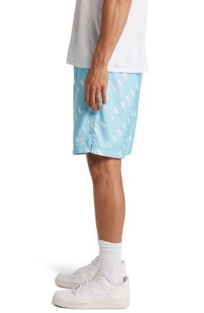 Shop Jordan Essentials Poolside Swim Trunks In Bleached Aqua/ White