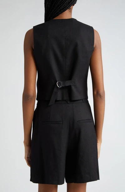 Shop Veronica Beard Bennett Linen Blend Vest In Black