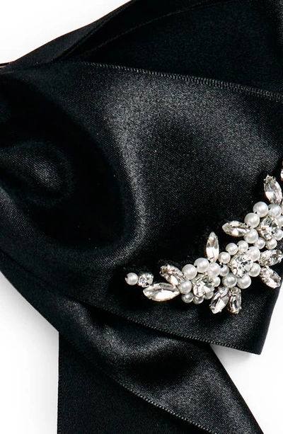 Shop Simone Rocha Embellished Bow Hair Clip In Black/ Pearl/ Crystal