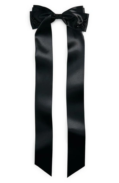 Shop Simone Rocha Embellished Long Bow Hair Clip In Black/ Jet