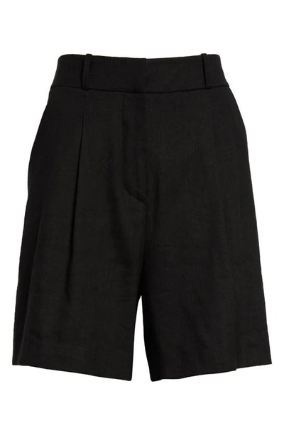 Shop Veronica Beard Noemi Linen Blend Shorts In Black
