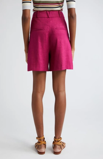 Shop Veronica Beard Noemi Linen Blend Shorts In Wildberry