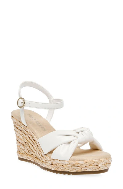 Shop Anne Klein Espadrille Wedge Sandal In White Smooth