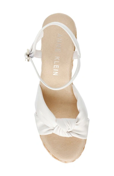 Shop Anne Klein Wintour Espadrille Wedge Sandal In White Smooth