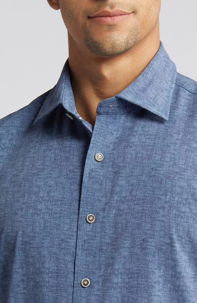 Shop Johnnie-o Avin Knit Short Sleeve Button-up Shirt In Lake