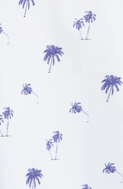 Shop Johnnie-o Samana Hangin' Out Palm Tree Print Short Sleeve Stretch Button-down Shirt In White
