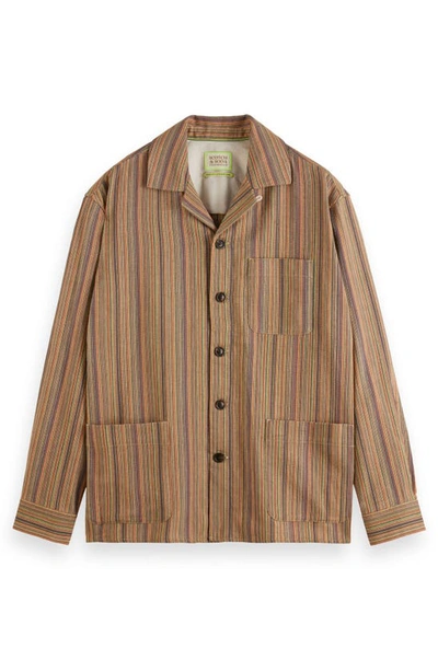 Shop Scotch & Soda Multicolor Structured Shirt Jacket In Yellow/ Beige