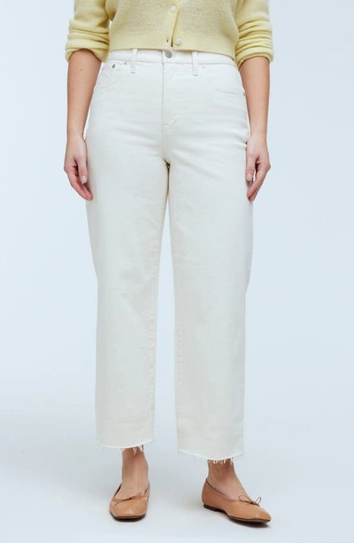 Shop Madewell The Perfect Vintage Raw Hem High Waist Crop Wide Leg Jeans In Vintage Canvas