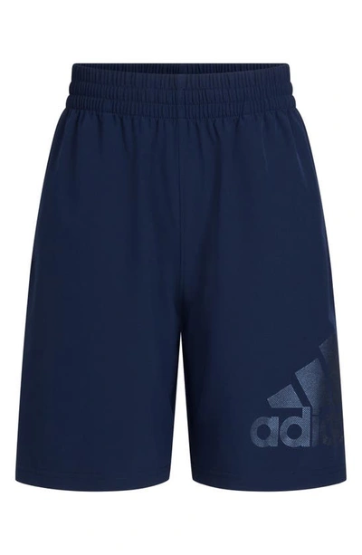 Shop Adidas Originals Kids' Big Logo Woven Athletic Shorts In Collegiate Navy