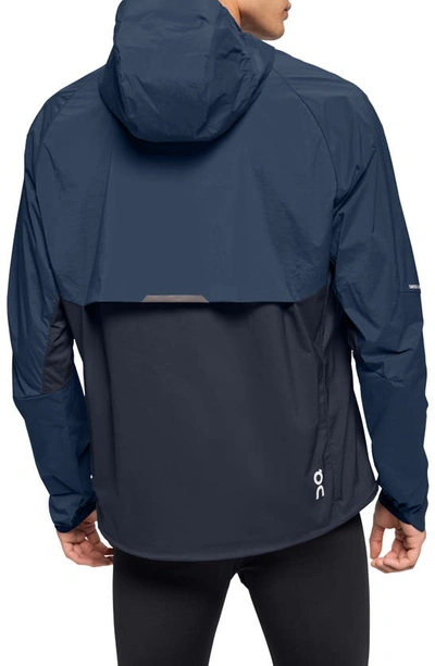 Shop On Core Hooded Packable Running Jacket In Denim/ Navy