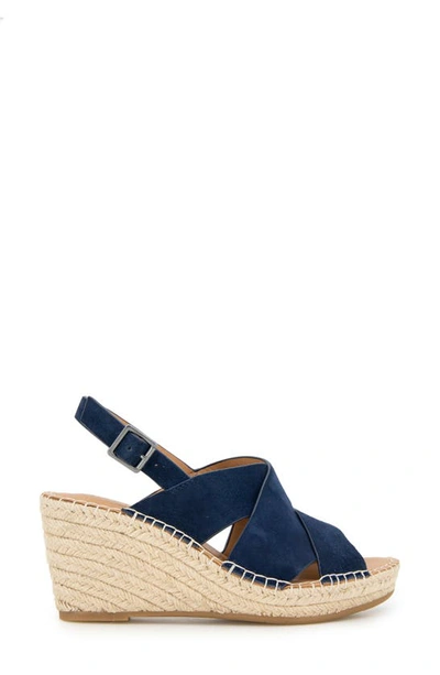 Gentle Souls By Kenneth Cole Claudia Slingback Espadrille Wedge Pump In Navy Suede