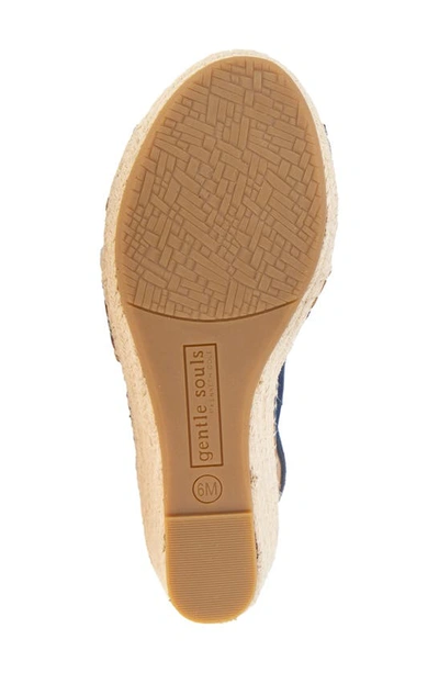 Gentle Souls By Kenneth Cole Claudia Slingback Espadrille Wedge Pump In Navy Suede