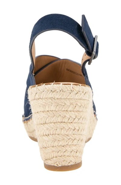 Gentle Souls By Kenneth Cole Claudia Slingback Espadrille Wedge Pump In Navy Suede