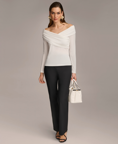 Shop Donna Karan Women's Off-the-shoulder Long-sleeve Top In Black