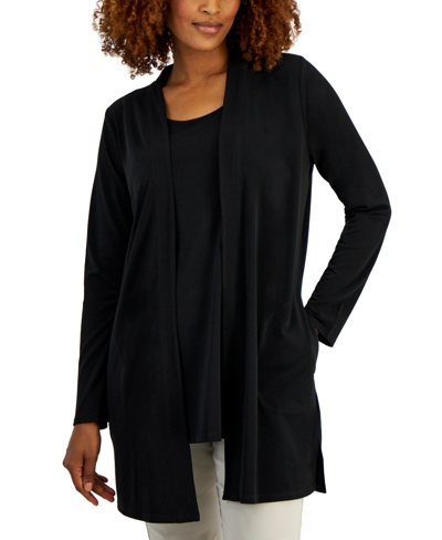 Shop Jm Collection Women's Open Front Knit Cardigan, Created For Macy's In Deep Black