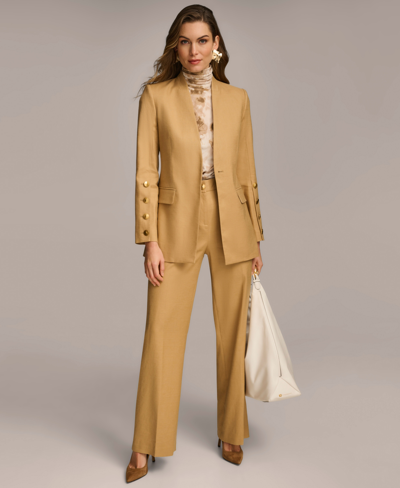 Shop Donna Karan Women's Button Sleeve Blazer In Fawn