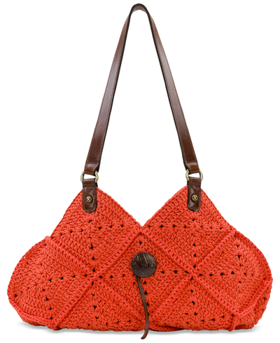 Shop Patricia Nash Marti Diamond Crochet Shoulder Bag In Apricot