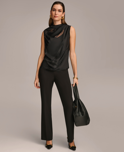 Shop Donna Karan Women's Burnout Sleeveless Top In Black