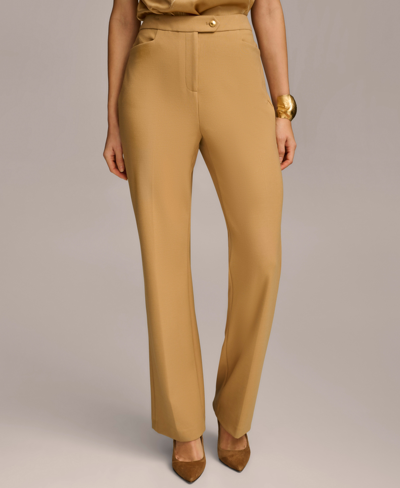 Shop Donna Karan Women's Mid-rise Straight-leg Pants In Fawn