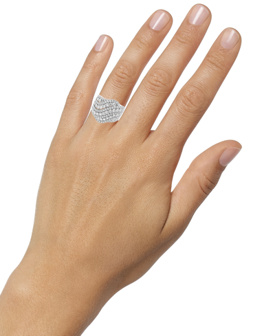 Macy's Diamond Swirl Cluster Statement Ring (2 Ct. T.w.) In 14k White Gold In White Gold