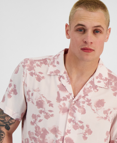 Shop Inc International Concepts Men's Watercolor Floral-print Camp Shirt, Created For Macy's In Blossom Mist